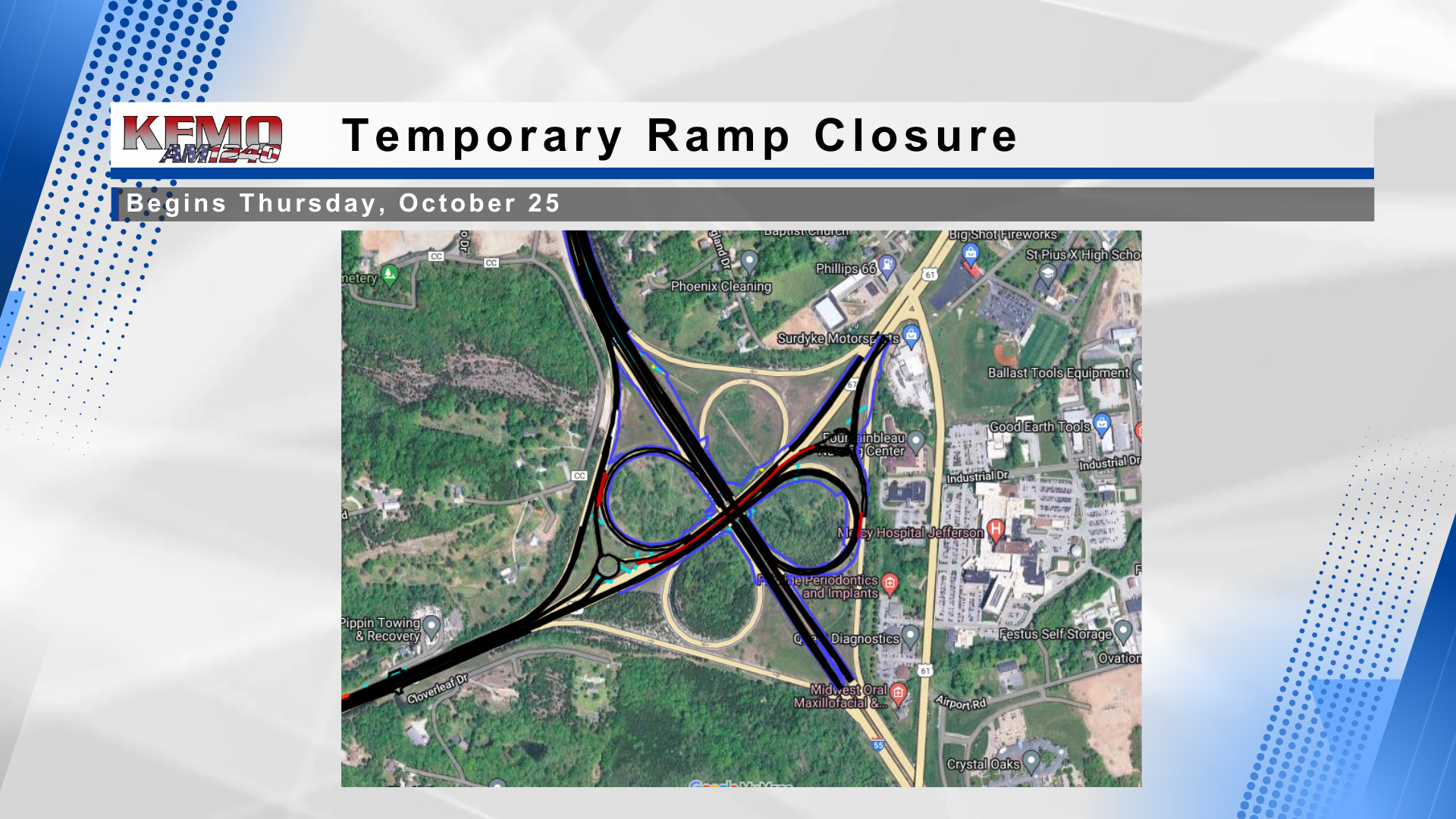 MoDOT Announces Temporary Ramp Closure on I-55 to U.S. Route 67